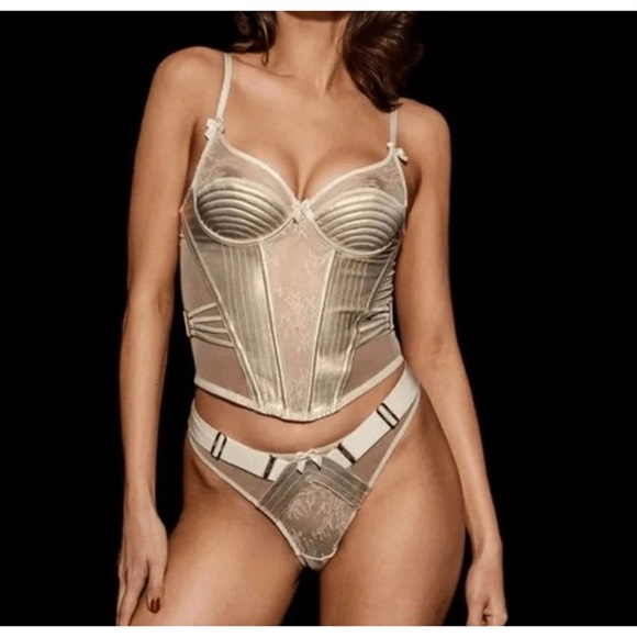 Honey Birdette “Marilyn” Gold/Nude Bustier 32DD NWT - Picture 7 of 15